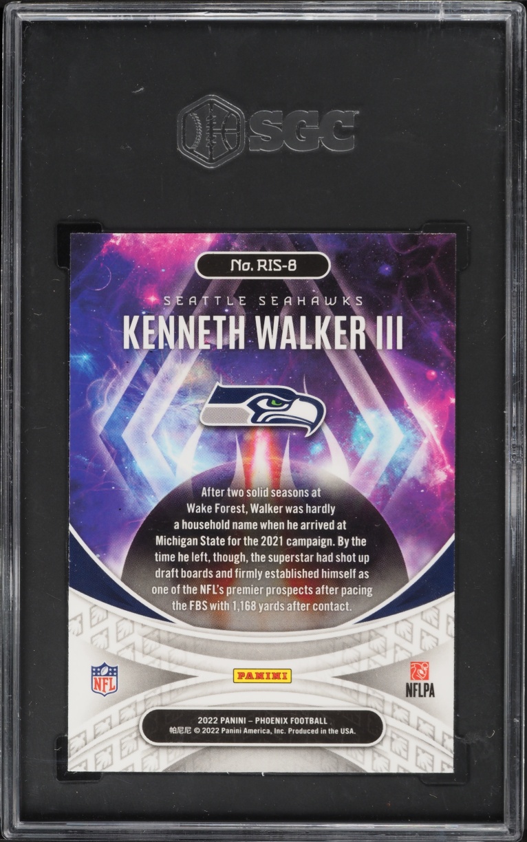 2022 Panini Phoenix Rising Kenneth Walker III ROOKIE #RIS-8 SGC 10 GEM MINT