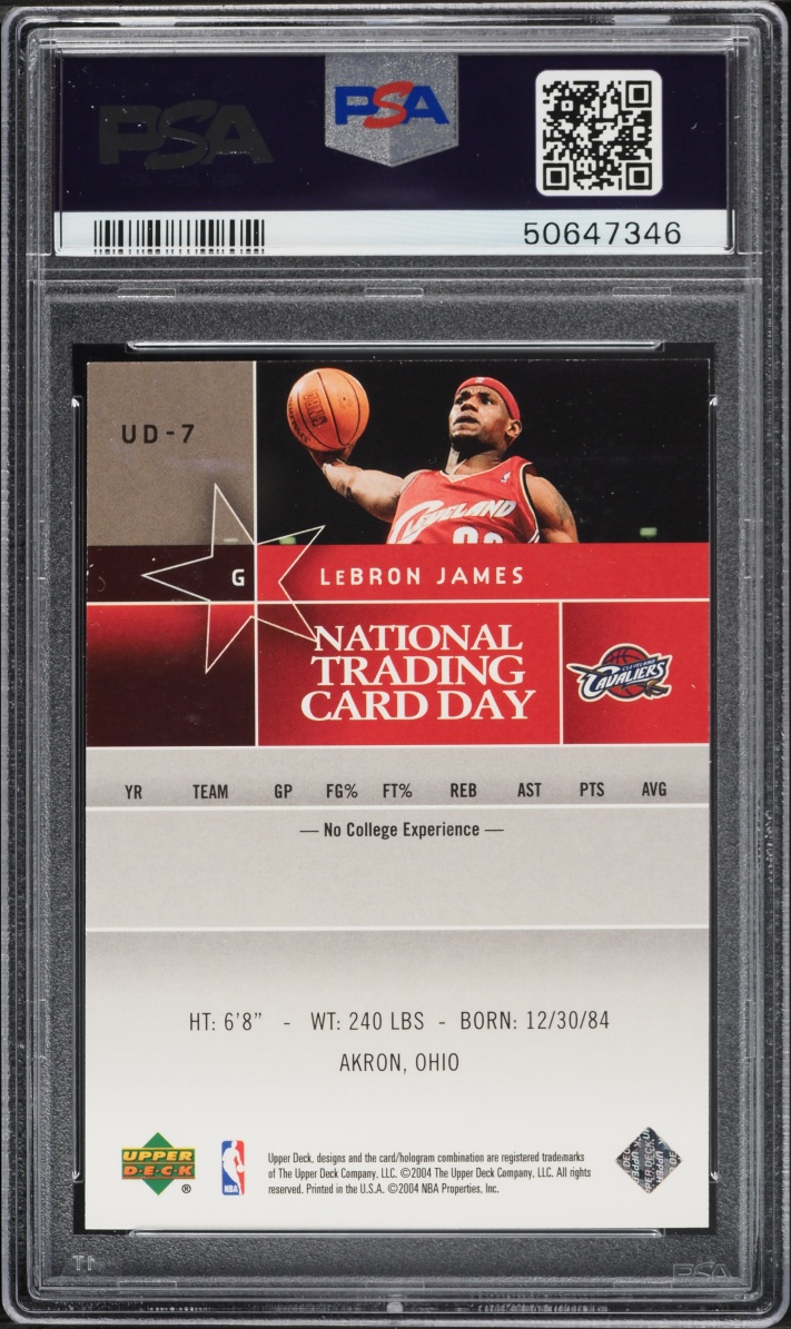 2004 Upper Deck National Trading Card Day LeBron James #UD-7 PSA 10 GEM MINT