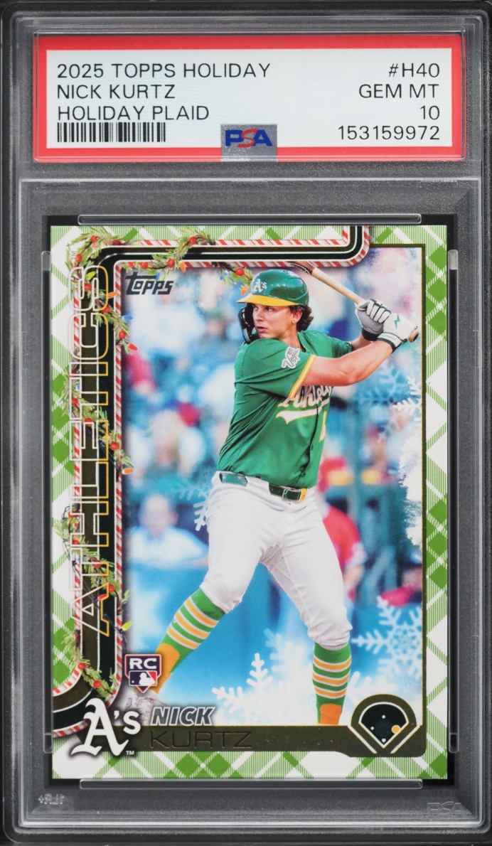 2025 Topps Holiday Plaid Nick Kurtz ROOKIE #H40 PSA 10 GEM MINT