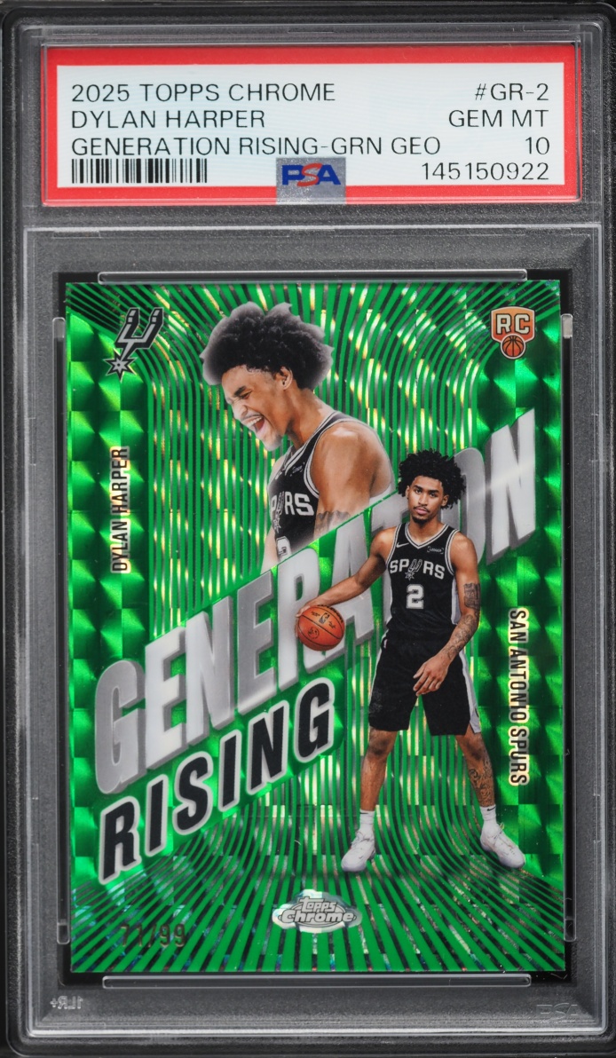 2025 Topps Chrome Generation Rising Green Geo Dylan Harper ROOKIE /99 #GR-2 PSA 10 GEM MINT