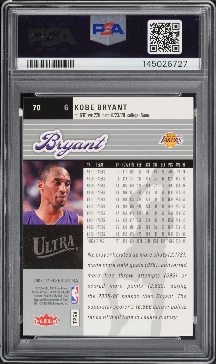 2006 Ultra Basketball Kobe Bryant #70 PSA 10 GEM MINT