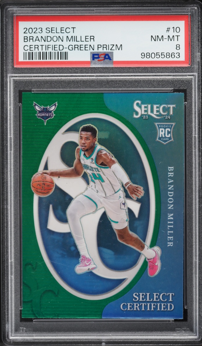 2023 Select Certified Green Prizm Brandon Miller ROOKIE #10 PSA 8 NM-MT