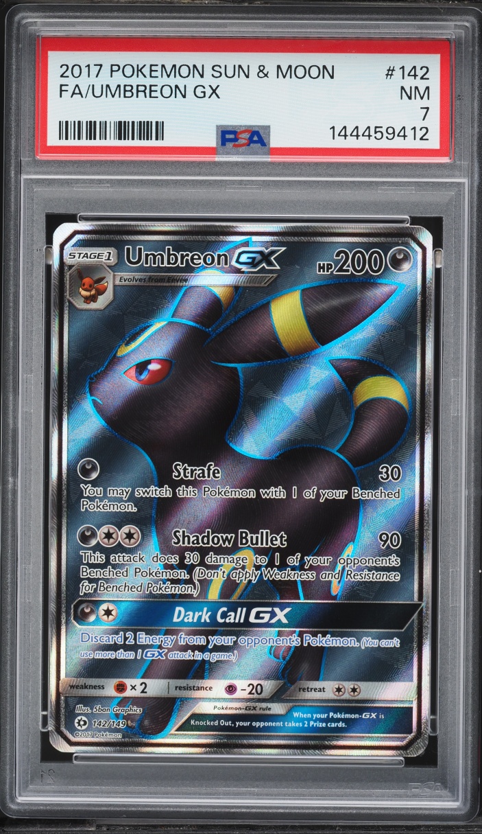 2017 Pokemon Sun & Moon Full Art Umbreon GX #142 PSA 7 NRMT