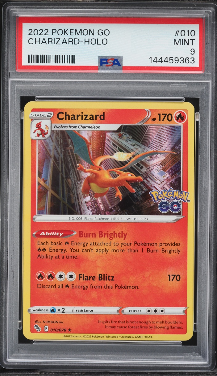 2022 Pokemon Sword & Shield Pokemon GO Holo Charizard #10 PSA 9 MINT