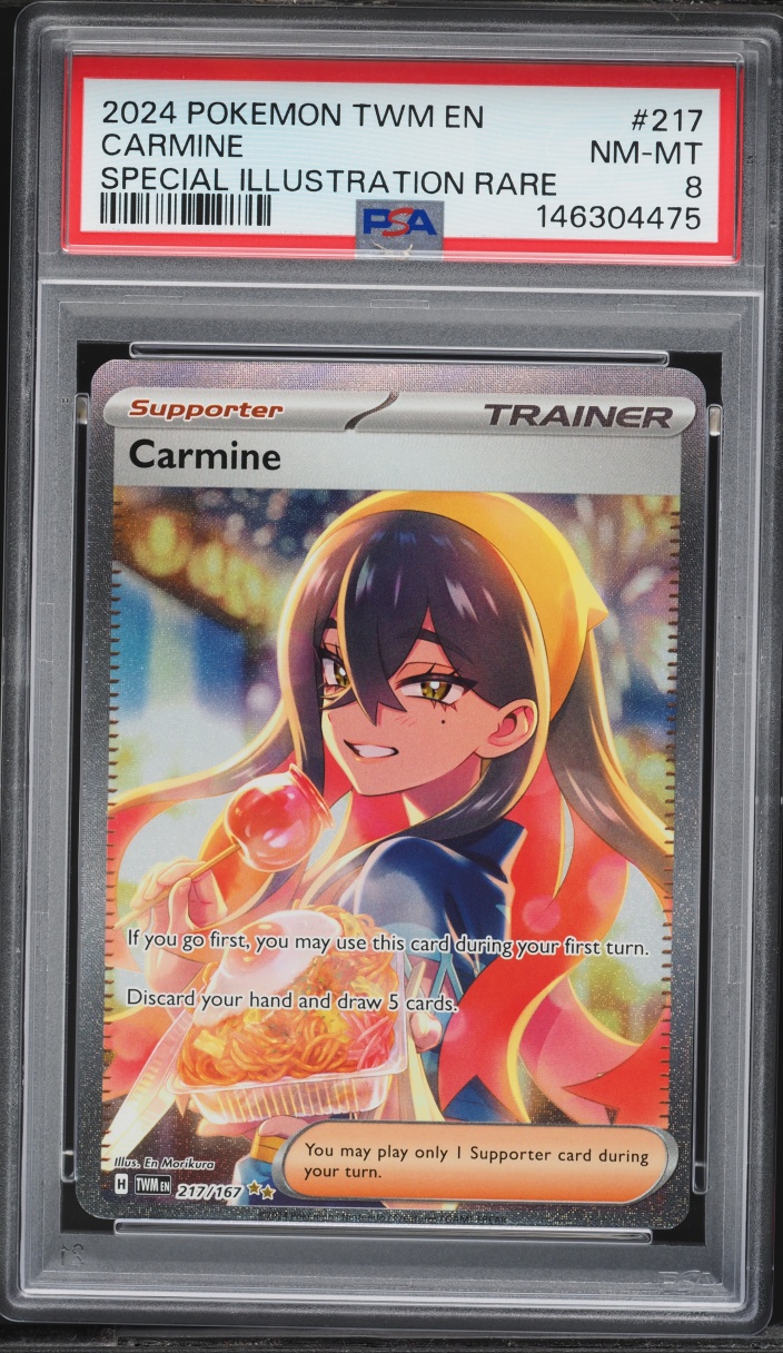 2024 Pokemon Scarlet & Violet Twilight Masquerade SIR Carmine #217 PSA 8 NM-MT