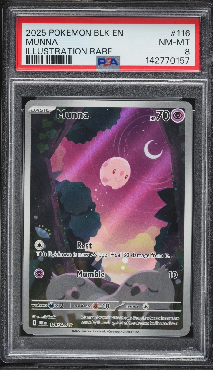 2025 Pokemon Scarlet & Violet Black Bolt IR Munna #116 PSA 8 NM-MT