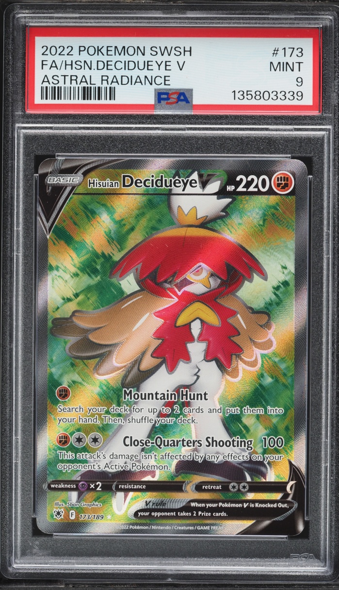 2022 Pokemon Sword & Shield Astral Radiance Full Art Hisuian Decidueye V #173 PSA 9 MINT