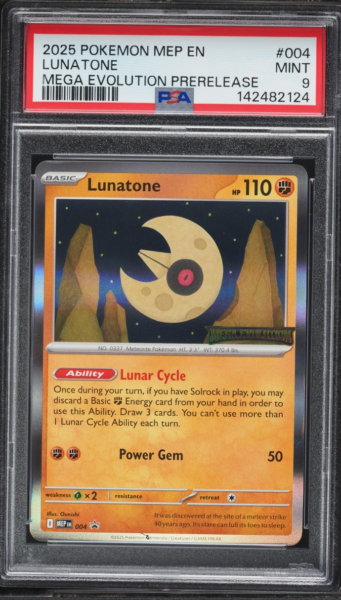 2025 Pokemon Mega Evolution Black Star Promo Prerelease Lunatone #4 PSA 9 MINT