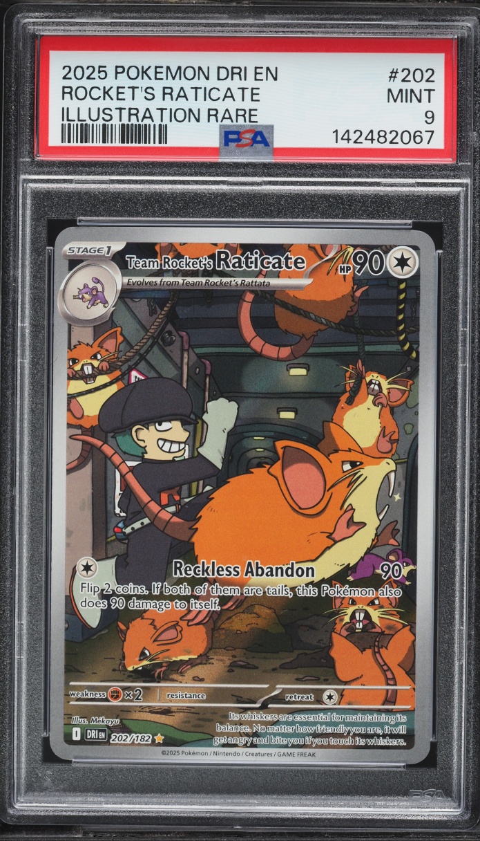 2025 Pokemon Scarlet & Violet Destined Rivals IR Team Rocket's Raticate #202 PSA 9 MINT