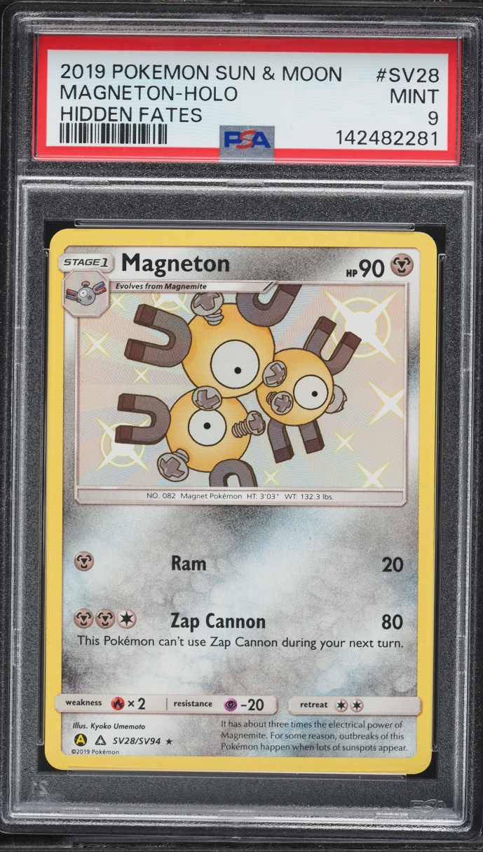 2019 Pokemon Sun & Moon Hidden Fates Shiny Magneton #SV28 PSA 9 MINT