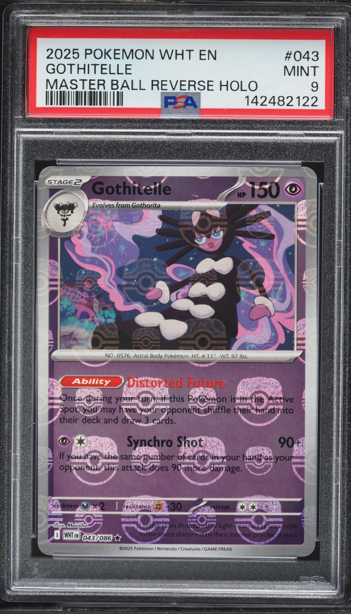 2025 Pokemon Scarlet & Violet White Flare Master Ball Reverse Holo Gothitelle #043 PSA 9 MINT