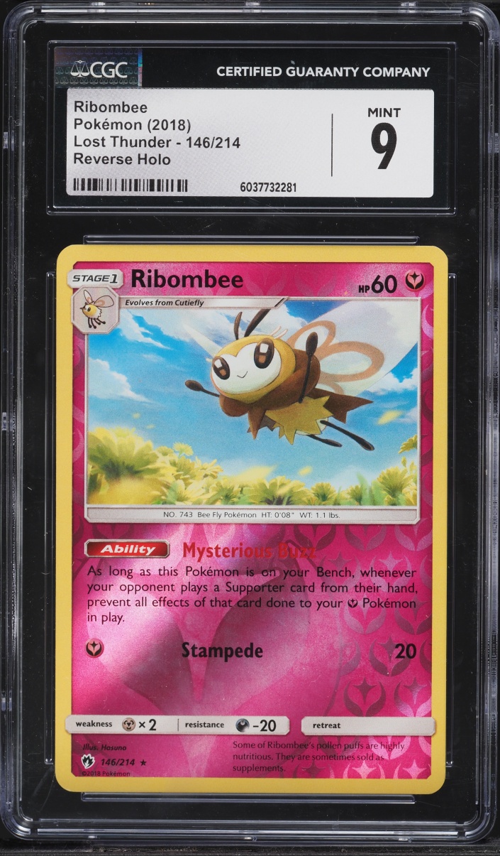 2018 Pokemon Lost Thunder Reverse Holo Ribombee #146 CGC 9 MINT