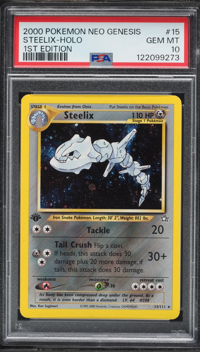 2000 Pokemon Neo Genesis 1st Edition Holo Steelix #15 PSA 10 GEM MINT