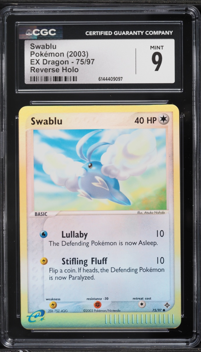 2003 Pokemon EX Dragon Reverse Holo Swablu #75 CGC 9 MINT