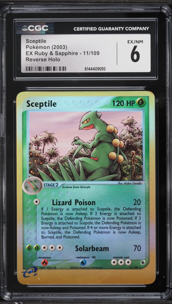2003 Pokemon EX Ruby & Sapphire Reverse Holo Sceptile #11 CGC 6 EXMT