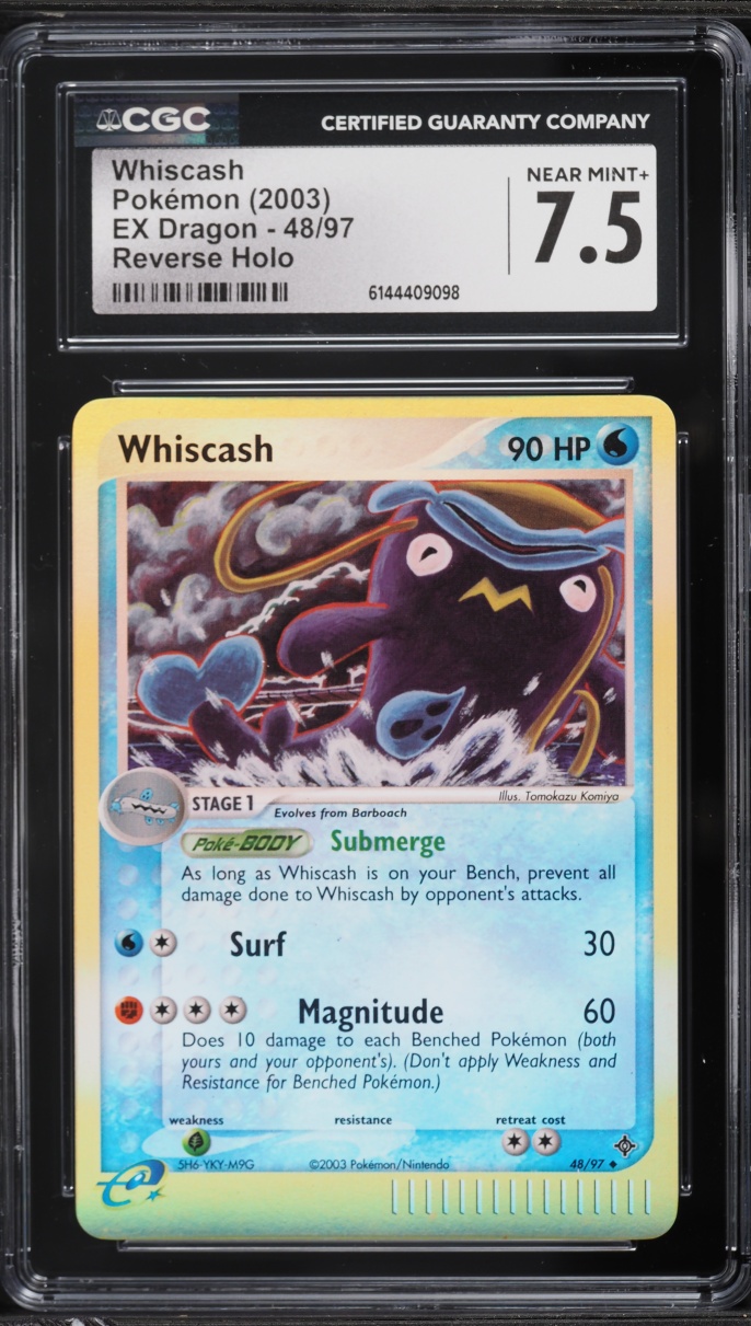2003 Pokemon EX Dragon Reverse Holo Whiscash #48 CGC 7.5 NRMT+