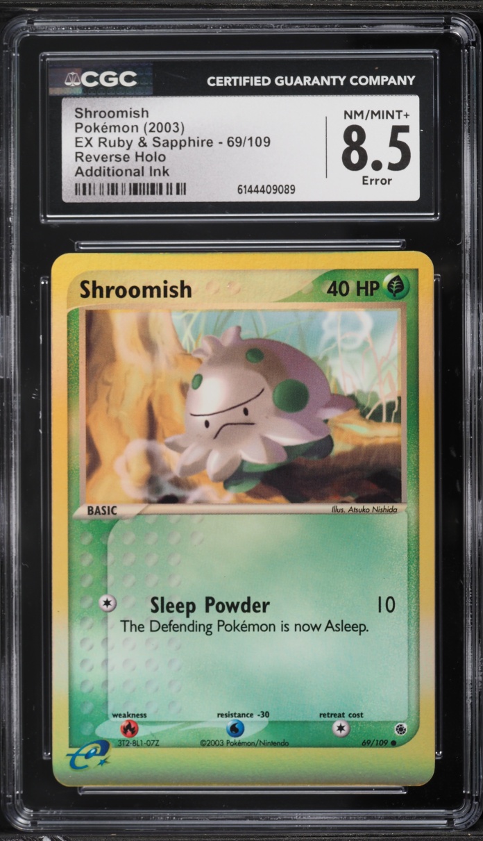 2003 Pokemon EX Ruby & Sapphire Reverse Holo Shroomish #69 CGC 8.5 NM-MT+