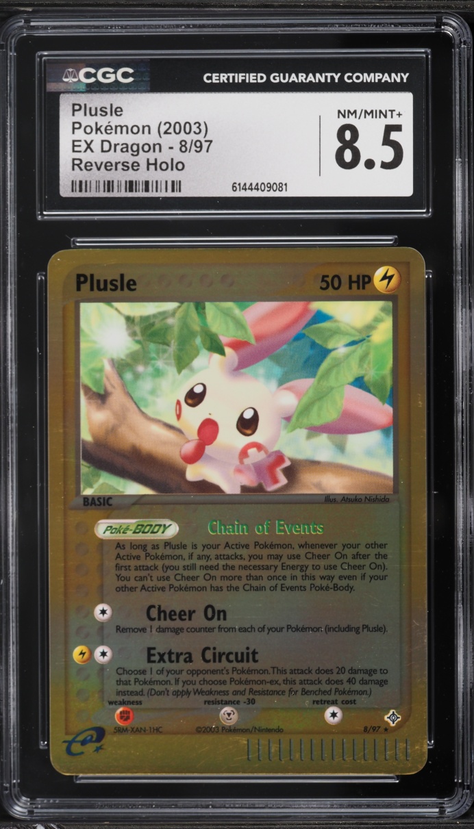 2003 Pokemon EX Dragon Reverse Holo Plusle #8 CGC 8.5 NM-MT+