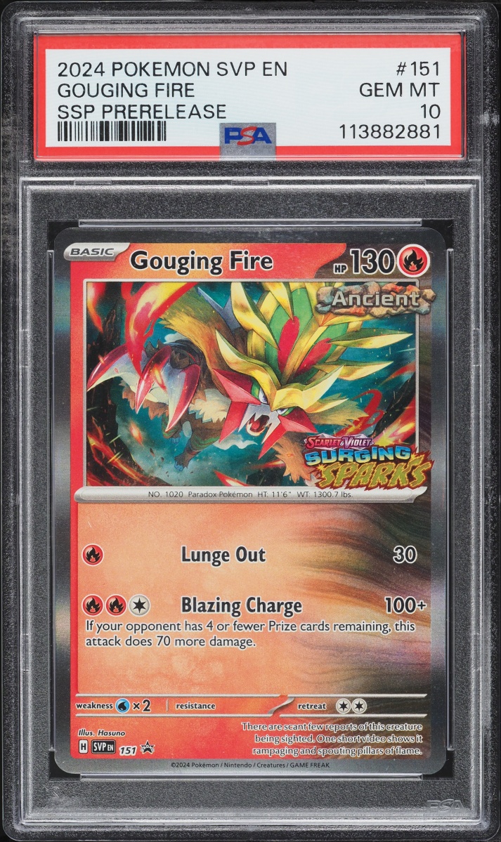 2024 Pokemon Scarlet & Violet Promo Prerelease Gouging Fire #151 PSA 10 GEM MINT
