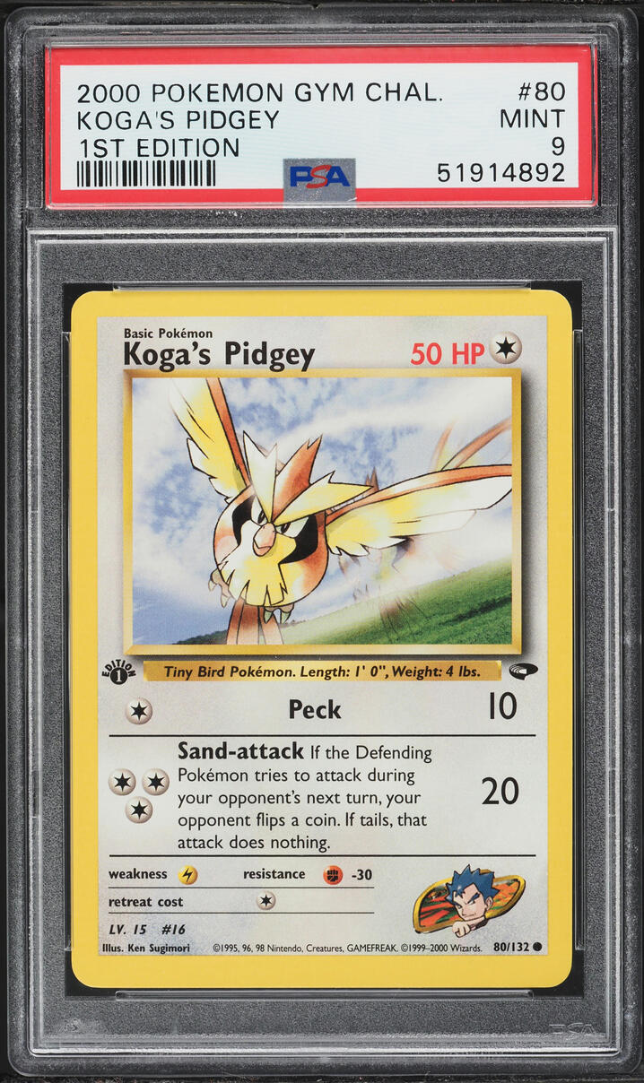 2000 Pokemon Gym Challenge 1st Edition Koga's Pidgey #80 PSA 9 MINT