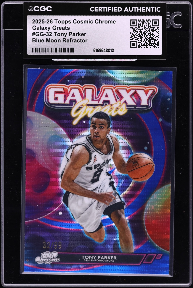 2025 Topps Chrome Cosmic Galaxy Greats Blue Moon Refractor Tony Parker /99 #GG-32 CGC AUTH