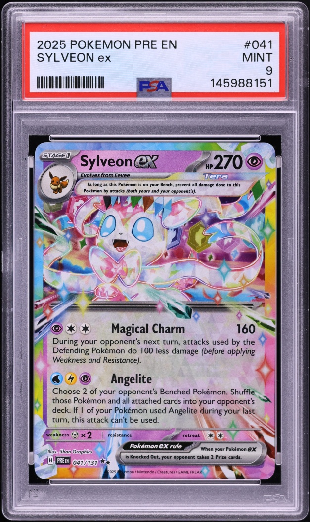 2025 Pokemon Scarlet & Violet Prismatic Evolutions Holo Sylveon ex #41 PSA 9 MINT