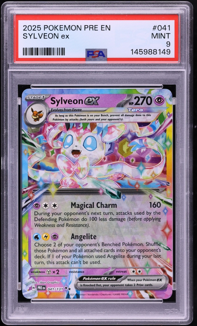 2025 Pokemon Scarlet & Violet Prismatic Evolutions Holo Sylveon ex #41 PSA 9 MINT