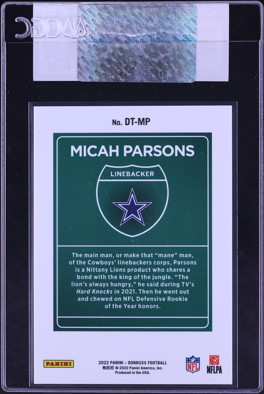 2022 Donruss Downtown Micah Parsons #DT-MP CGC AUTH