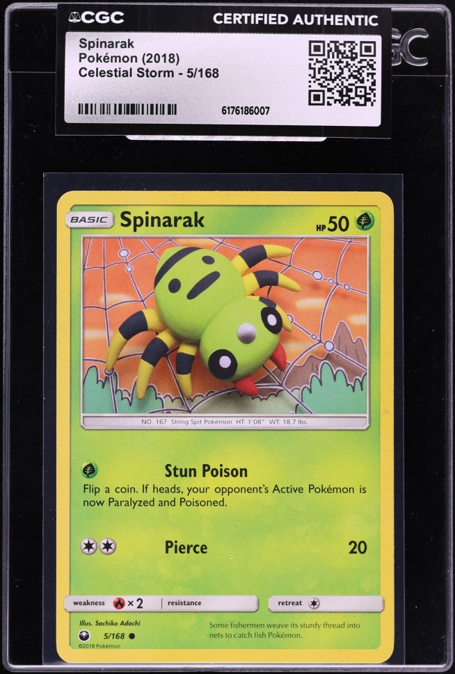2018 Pokemon Sun & Moon Celestial Storm Spinarak #5 CGC AUTH