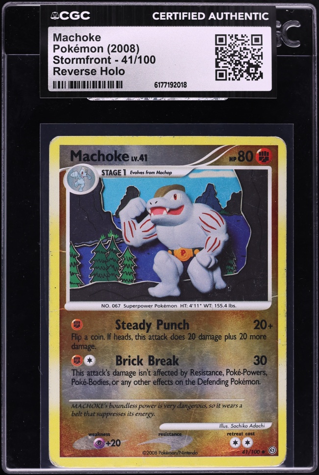 2008 Pokemon Diamond & Pearl Stormfront Reverse Holo Machoke #41 CGC AUTH