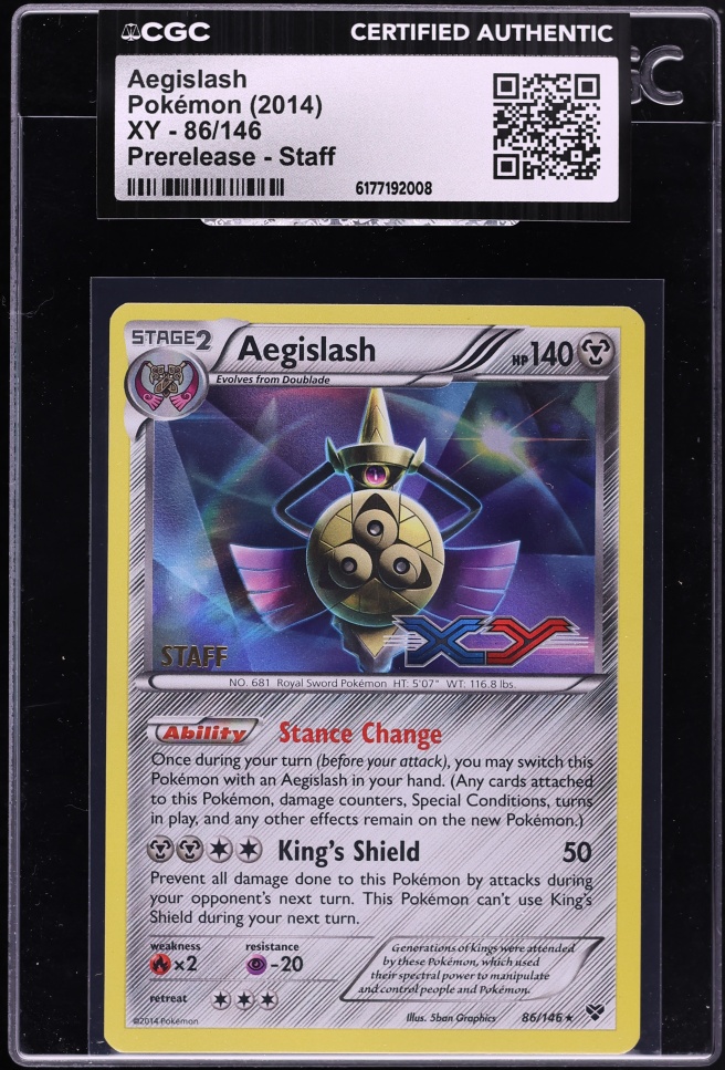 2014 Pokemon XY Prerelease Staff Aegislash #86 CGC AUTH