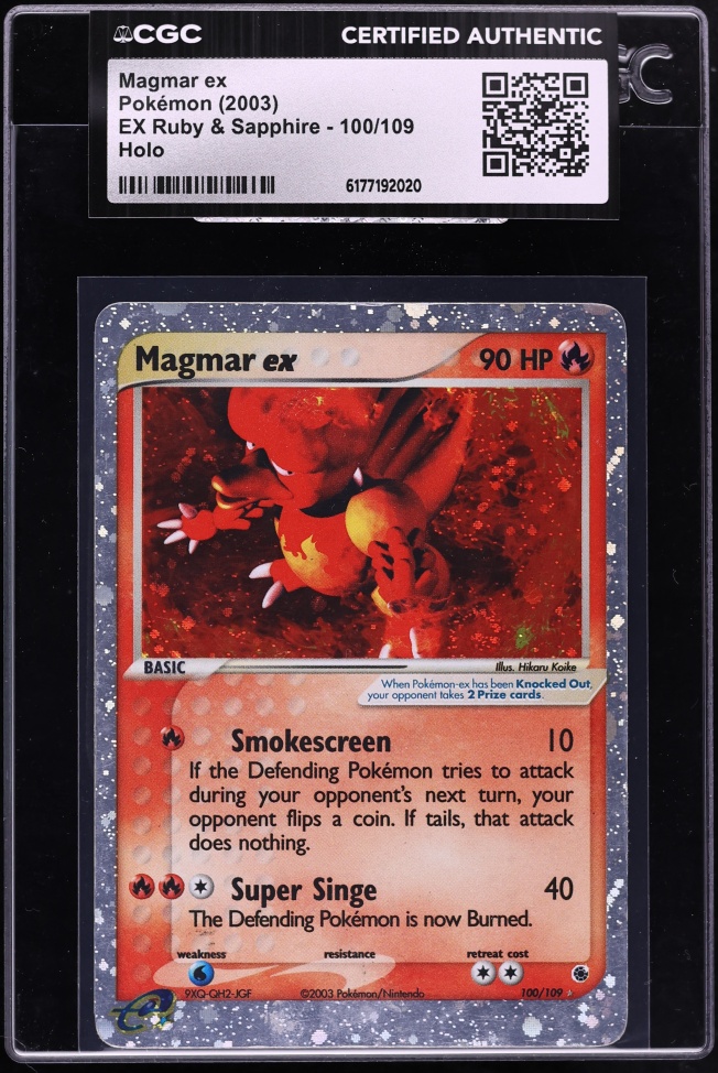 2003 Pokemon EX Ruby & Sapphire Holo Magmar Ex #100 CGC AUTH