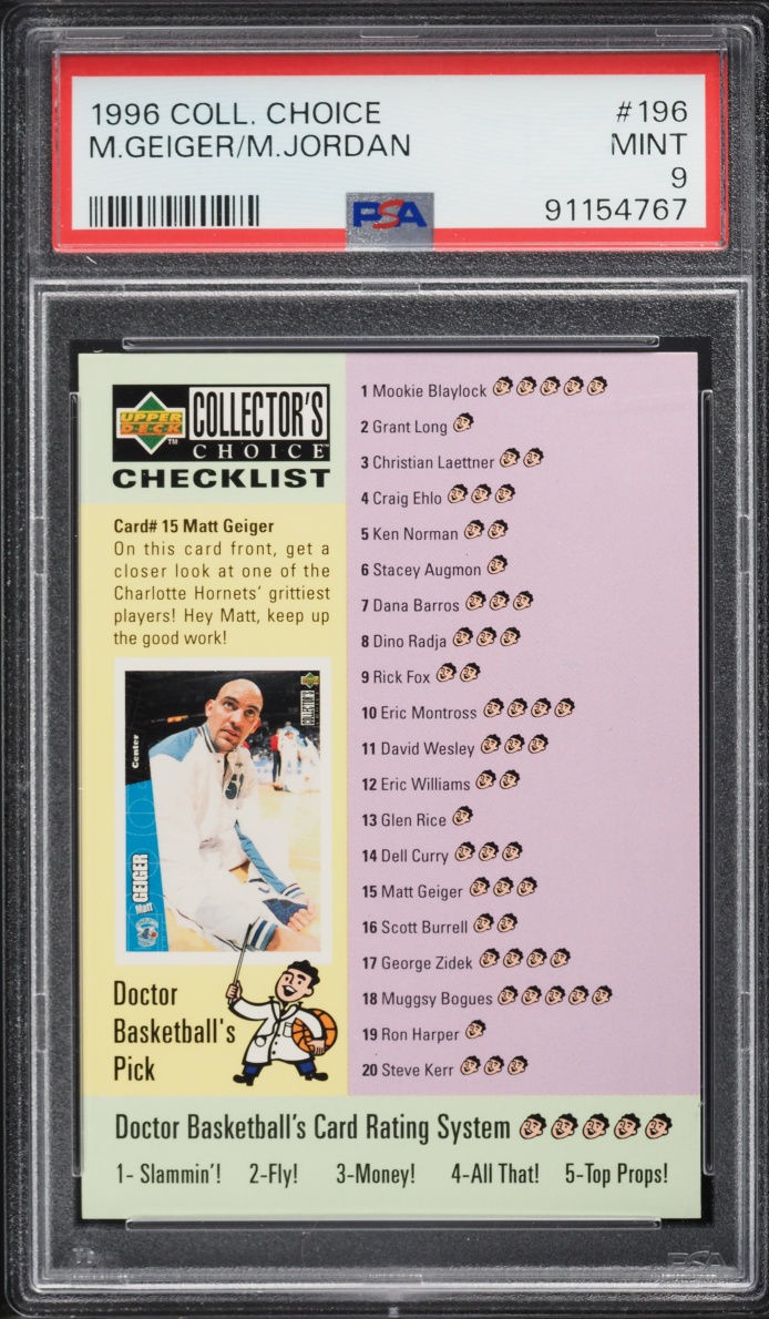 1996 Collector's Choice Matt Geiger Michael Jordan #196 PSA 9 MINT