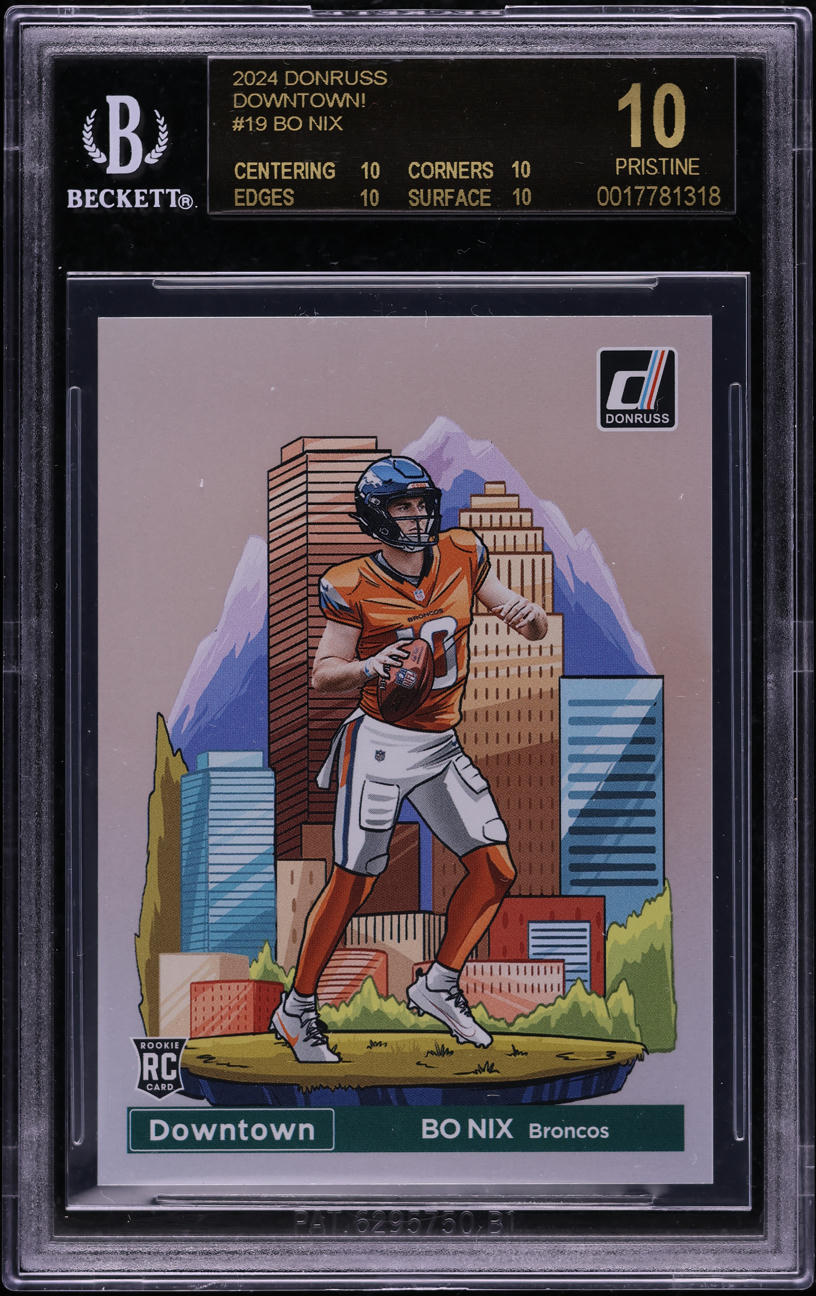 2024 Donruss Downtown! Bo Nix ROOKIE #19 BGS 10 BLACK LABEL