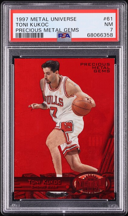 1997 Metal Universe Precious Metal Gems PMG Red Toni Kukoc /100 #61 PSA 7 NRMT