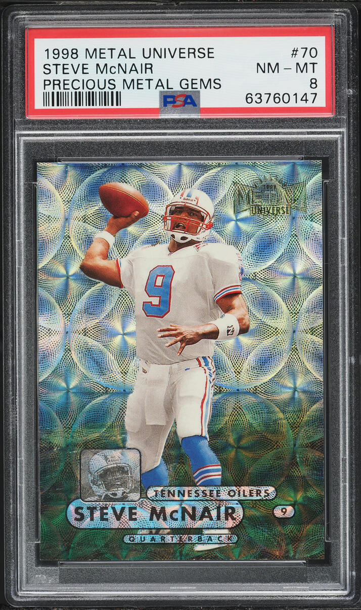 1998 Metal Universe Precious Metal Gems PMG Steve McNair /50 #70 PSA 8 NM-MT