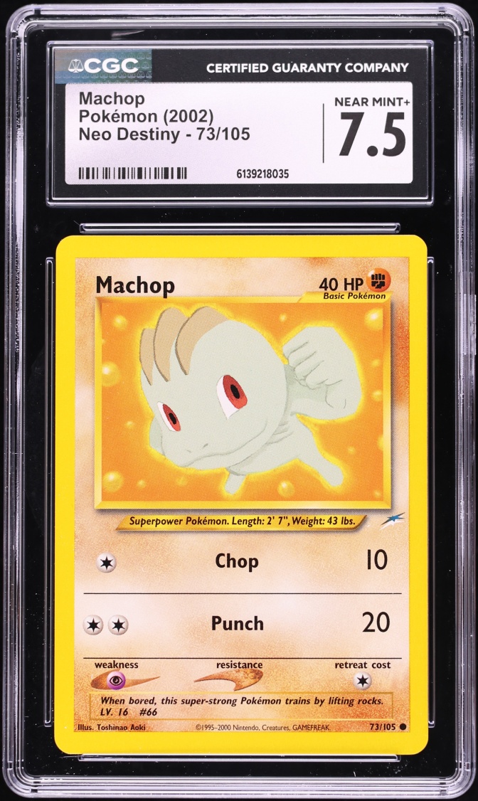 2002 Pokemon Neo Destiny Machop #73 CGC 7.5 NRMT+