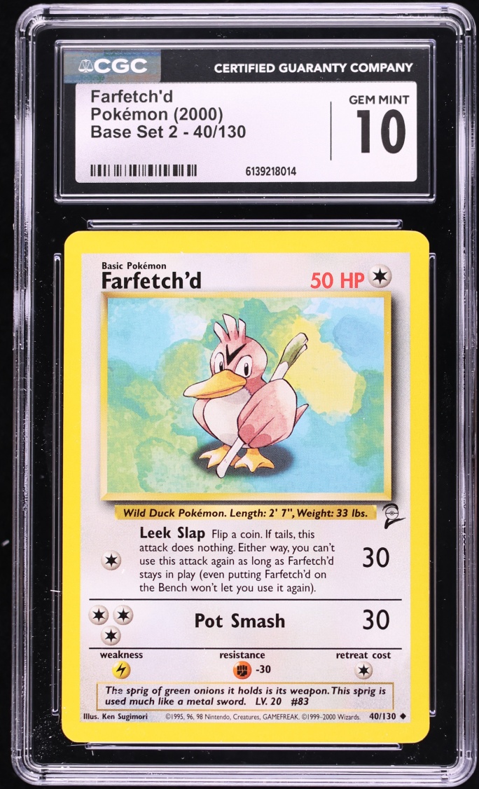 2000 Pokemon Base Set 2 Farfetch'd #40 CGC 10 GEM MINT
