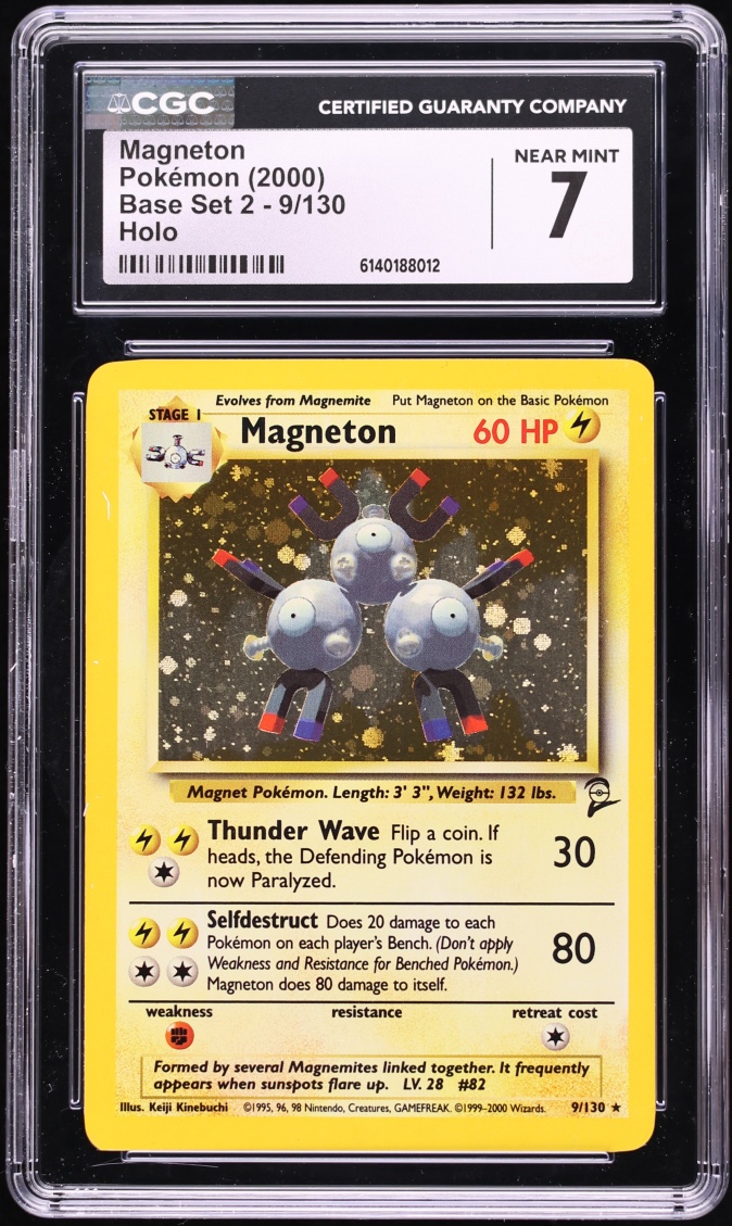 2000 Pokemon Base Set 2 Holo Magneton #9 CGC 7 NRMT