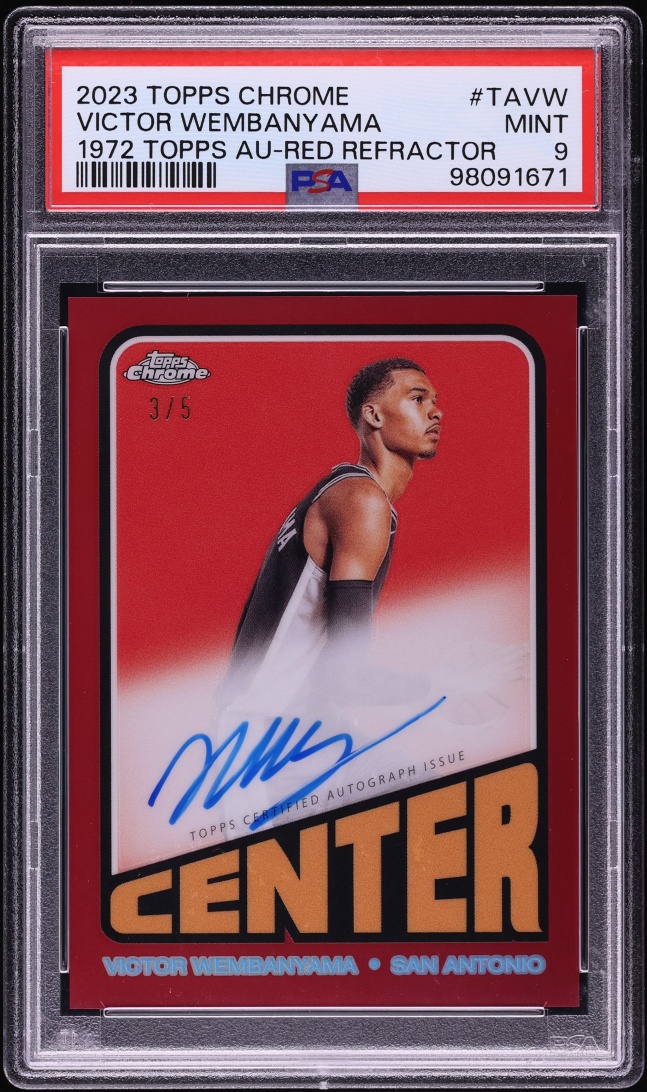 2023 Topps Chrome '72 Red Refractor Victor Wembanyama ROOKIE AUTO /5 #TA-VW PSA 9 MINT