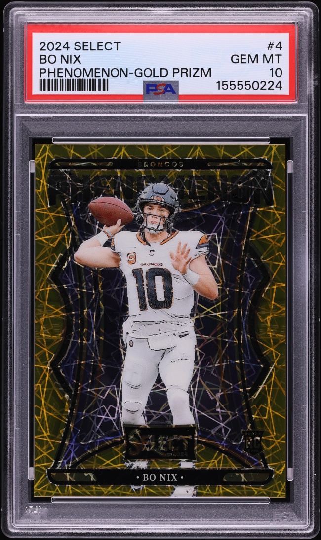 2024 Select Phenomenon Gold Prizm Bo Nix /10 #4 PSA 10 GEM MINT