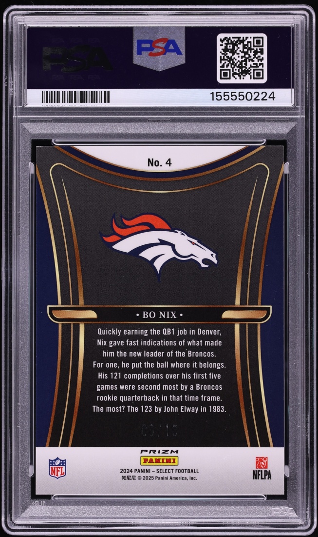 2024 Select Phenomenon Gold Prizm Bo Nix /10 #4 PSA 10 GEM MINT
