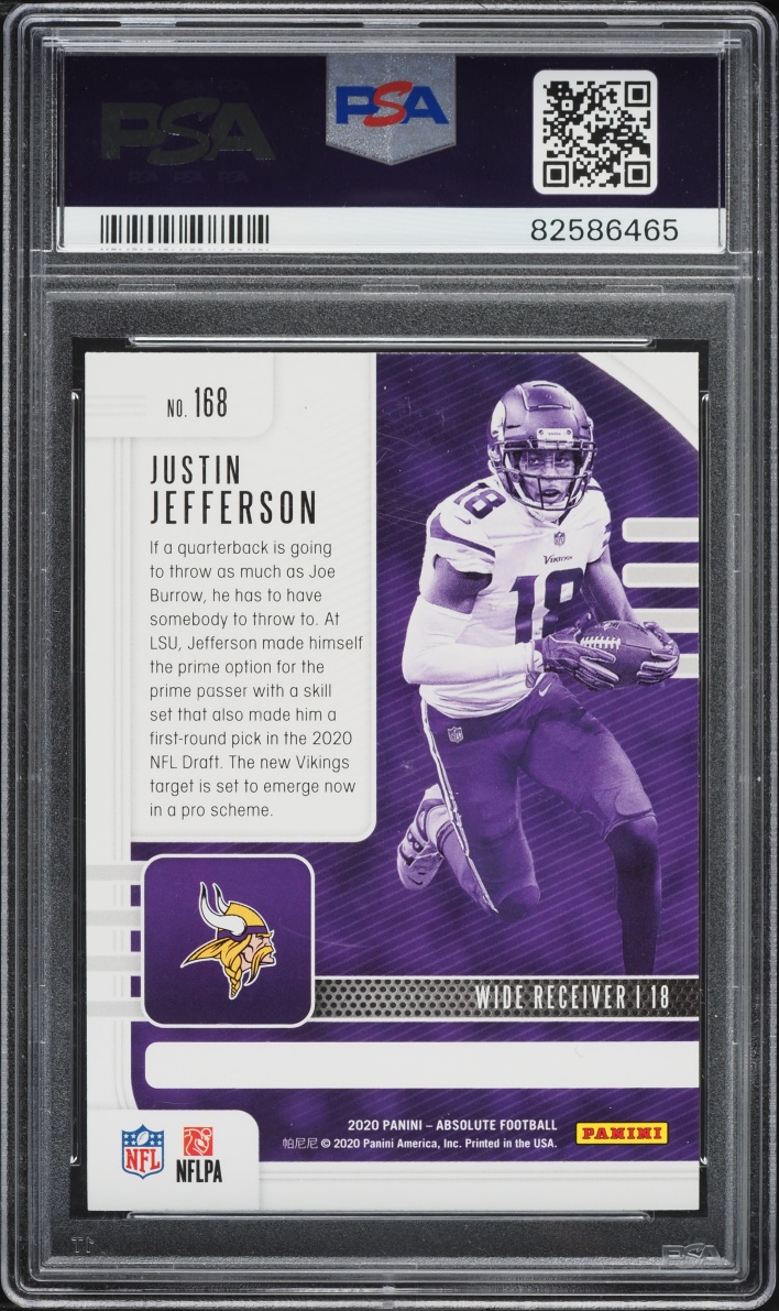 2020 Absolute Football Justin Jefferson ROOKIE #168 PSA 10 GEM MINT