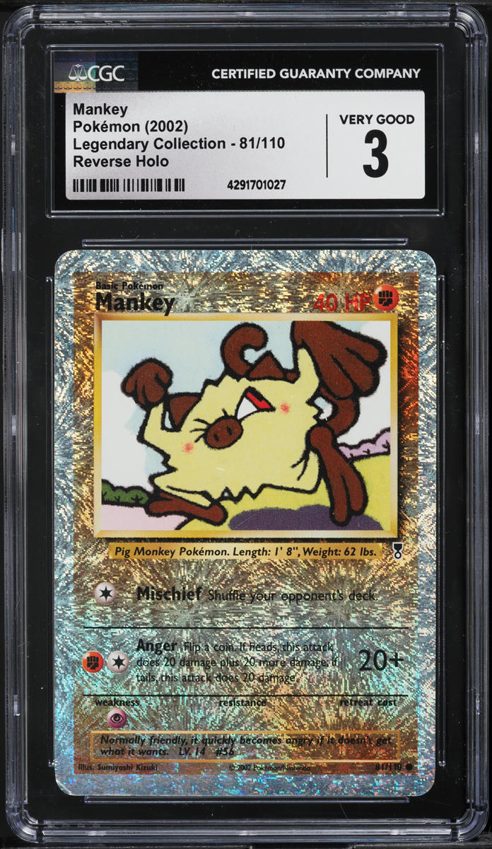 2002 Pokemon Legendary Collection Reverse Holo Mankey #81 CGC 3 VG