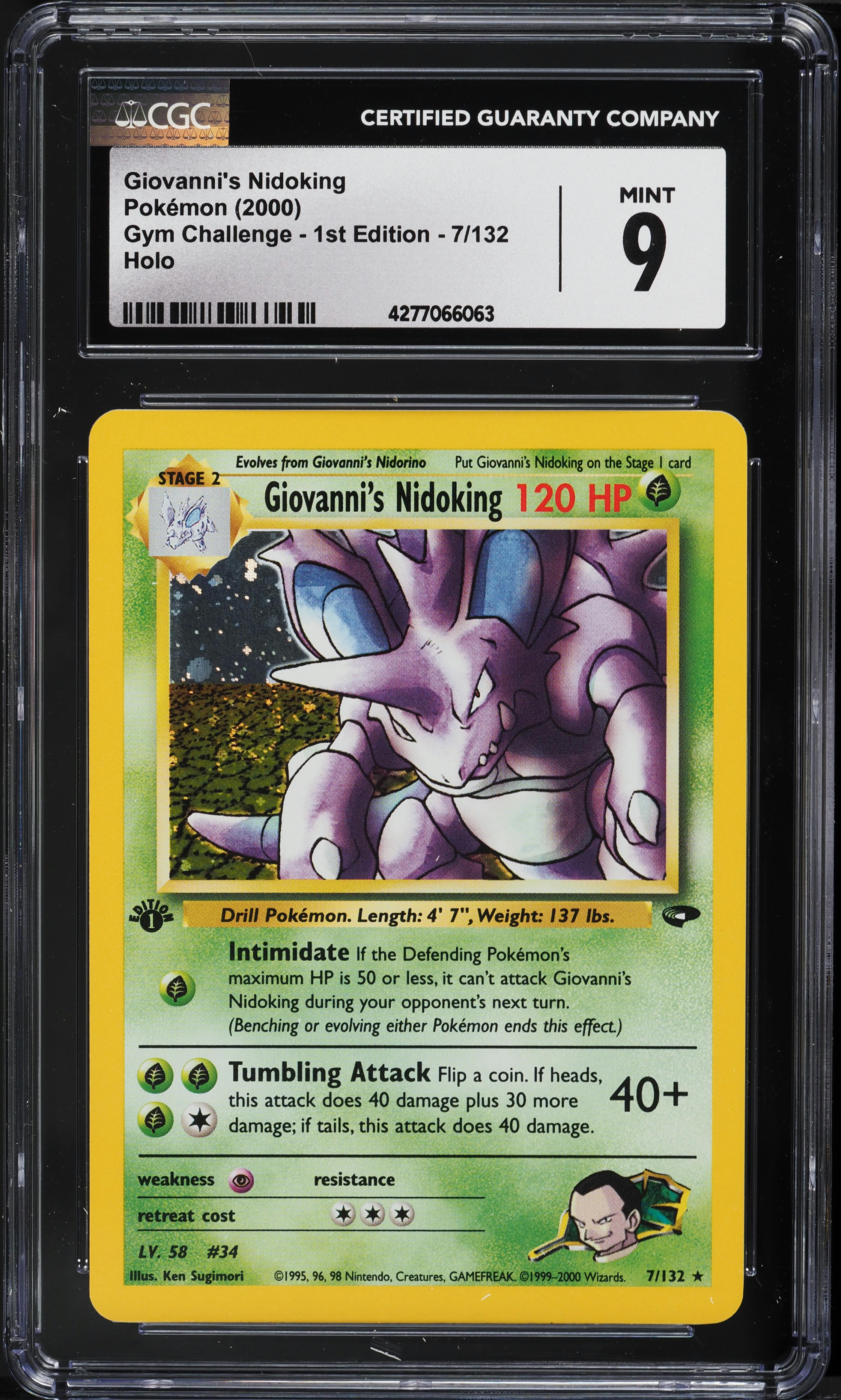 2000 Pokemon Gym Challenge 1st Edition Holo Giovanni's Nidoking #7 CGC 9 MINT
