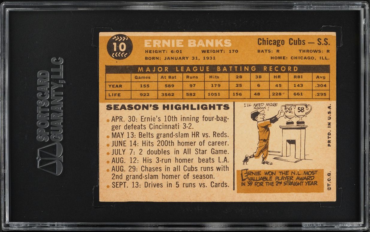 1960 Topps Ernie Banks #10 SGC 5 EX