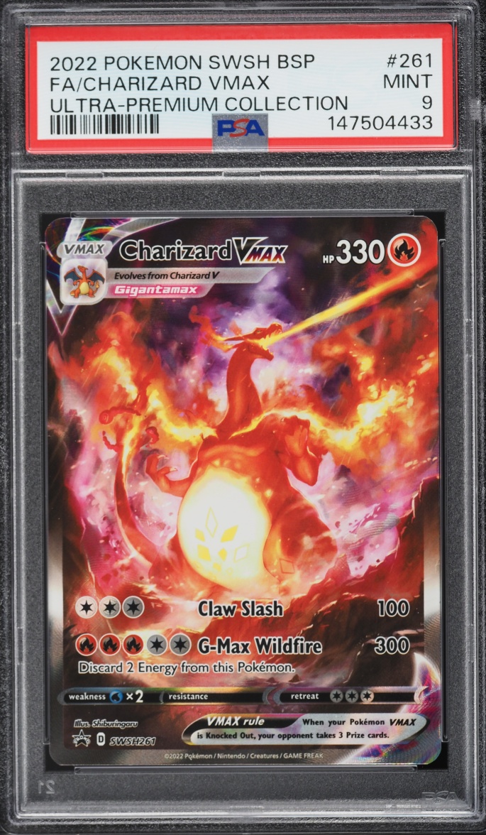 2022 Pokemon Sword & Shield Promo Ultra Premium Full Art Charizard VMAX #261 PSA 9 MINT