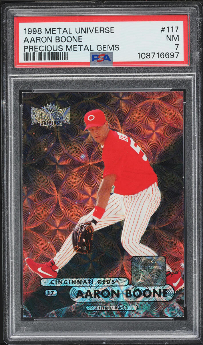 1998 Metal Universe Precious Metal Gems PMG Aaron Boone /50 #117 PSA 7 NRMT