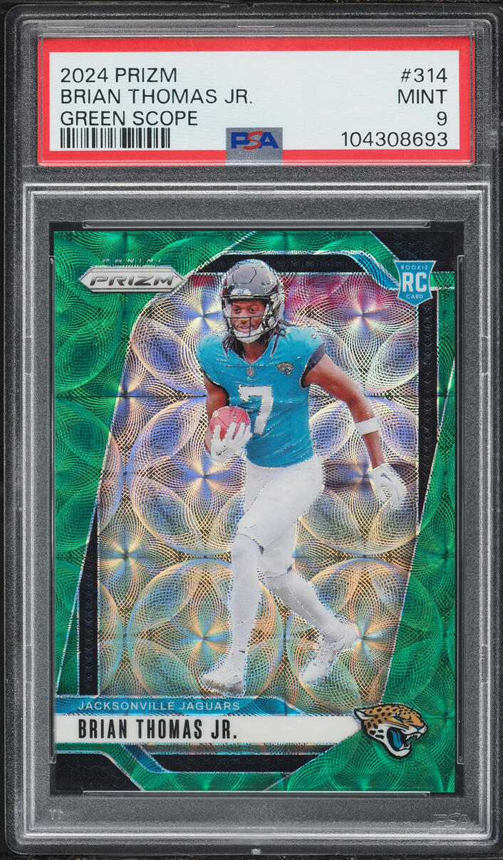 2024 Panini Prizm Green Scope Brian Thomas Jr. ROOKIE /75 #314 PSA 9 MINT