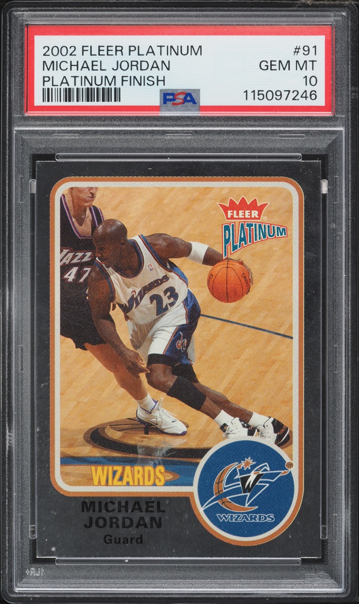2002 Fleer Platinum Finish Michael Jordan JERSEY # 23/100 #91 PSA 10 GEM MINT